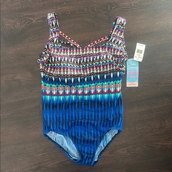 Swim Solutions Multicolor One-Piece Swimsuit - Picture 3 of 8